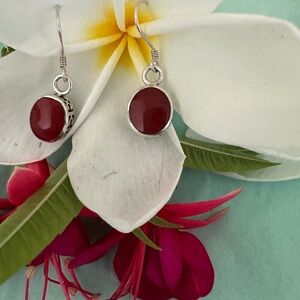 Silpada Elegant sterling Silver 925 and Red Dangle Earrings